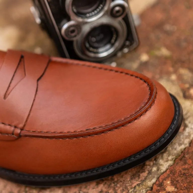 maestrale mocassino penny loafer da uomo caleri shoes caramello