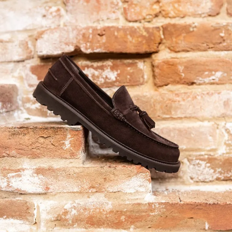 mocassini con nappine linea zefiro color testa di moro