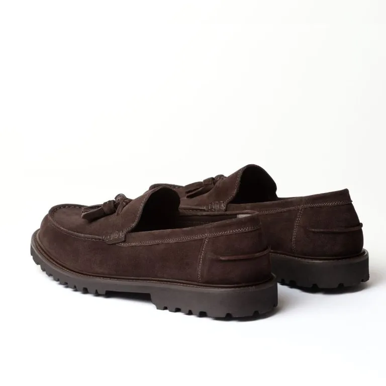 mocassini con nappine linea zefiro color testa di moro