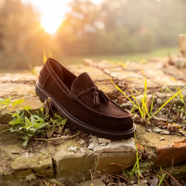 mocassini con nappine linea zefiro color testa di moro